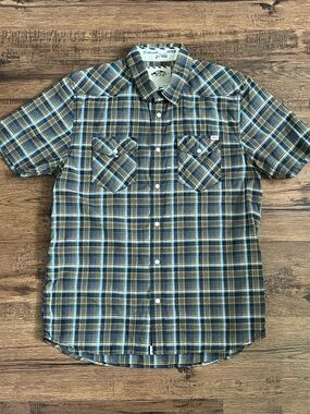 Vans Off The Wall Short Sleeve Button Up Shirt ‘Blue Green’ (size mens M)